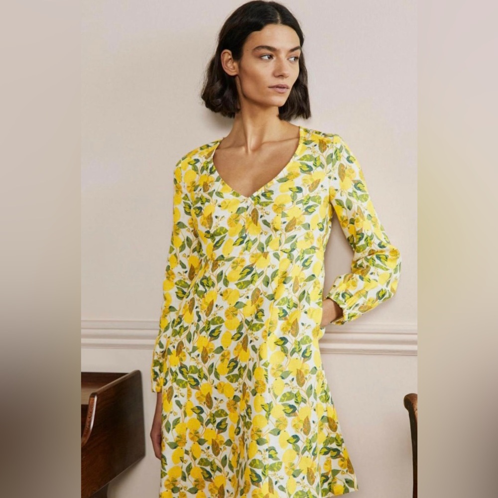 Boden lemon flippy mini dress